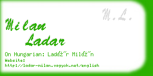 milan ladar business card